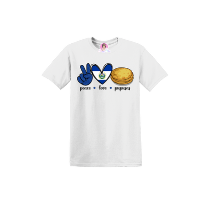 PEACE, LOVE, PUPUSAS TSHIRT UNISEX